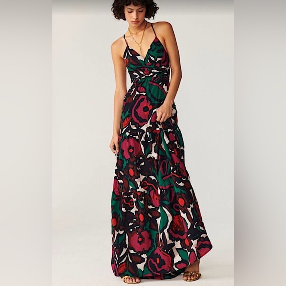 ba&sh Posy Strappy Back Floral Maxi Dress M $585